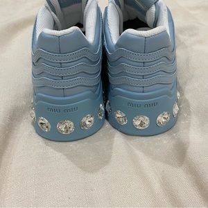 Miu Miu Women's Crystal-Embellished Chunky Sneakers Cielo Light Blue 39
